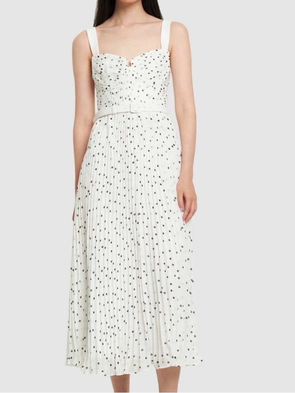 SELF-PORTRAIT - Polka Dotted Chiffon Midi Dress. Size 10